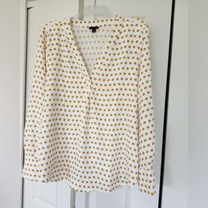 Ann Taylor Mixed Media Pleat Front Top